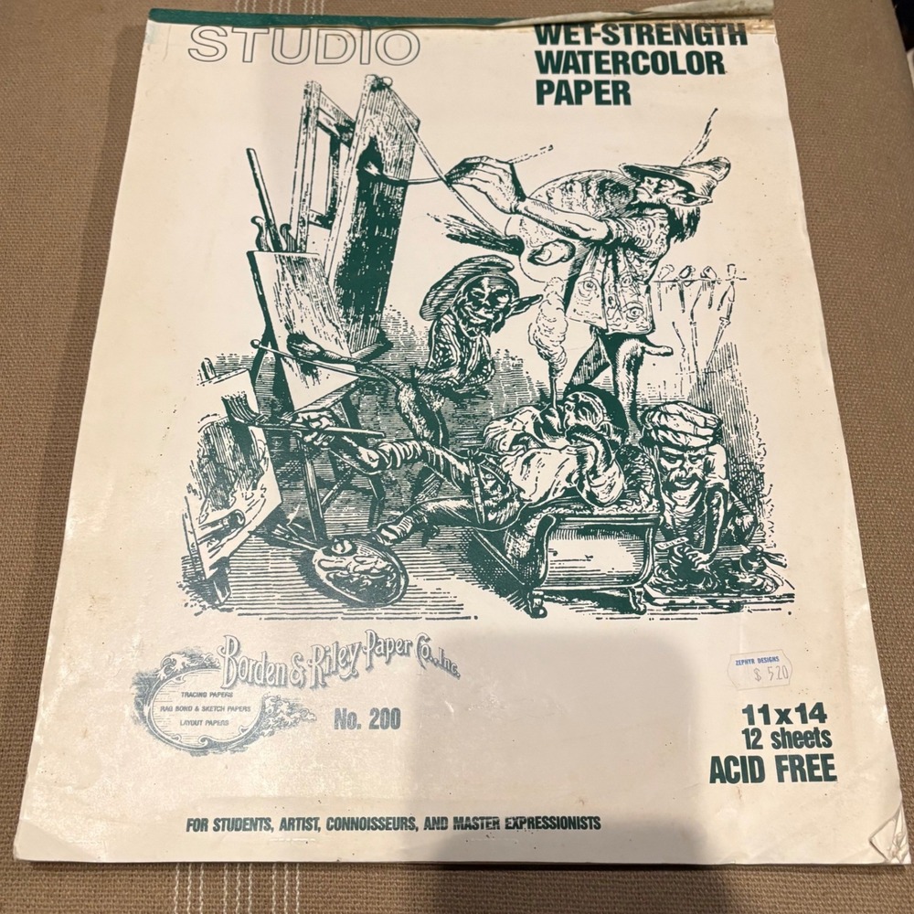 Vintage Borden & Riley Studio Watercolor Paper Pad Intriguing Graphic Art Paper